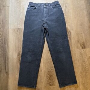 Vintage Lauren Jeans Co. Women's Grey Corduroy Straight Leg Pants SZ 8P Petite
